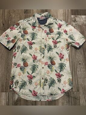 Ron Jon Tropical Pineapple Floral Button-Down Shirt